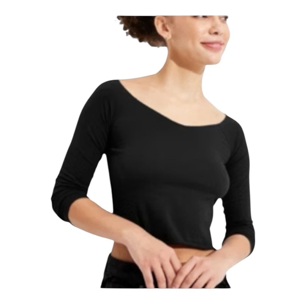 NWT Wild Fable Long Sleeve Black Cropped Top Size XS